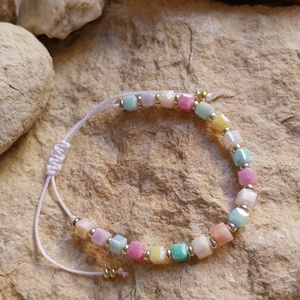 fagyi színekben pompázó üveggyöngy karkötő, Ékszer, Karkötő, Gyöngyös karkötő, , MESKA