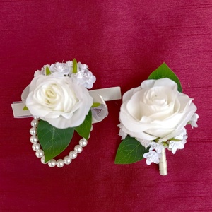 Kitűző és csuklódísz mini csomag , Esküvő, Kiegészítők, Kitűző, , MESKA