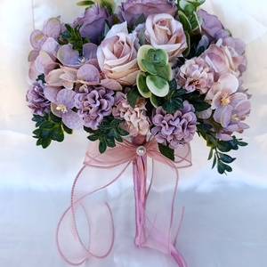 Vintage mályva színű menyasszonyi csokor - esküvő - menyasszonyi- és dobócsokor - Meska.hu
