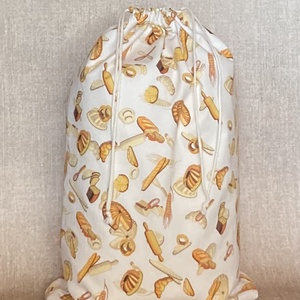 Péksütemény/1 kg-os kenyeres zsák - ekrű alapon péksütemény mintás, Táska & Tok, Bevásárlás & Shopper táska, Kenyeres zsák, Varrás, MESKA