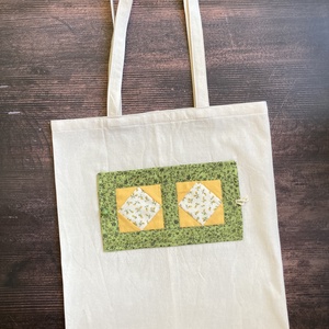 Öko bevásárlótáska - zöld-sárga, Táska & Tok, Bevásárlás & Shopper táska, Shopper, textiltáska, szatyor, Varrás, Patchwork, foltvarrás, Meska