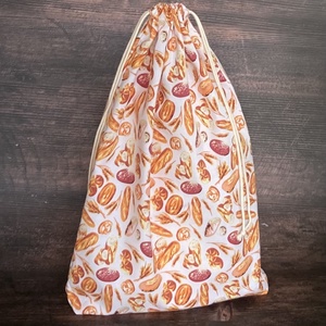 Péksütemény/1 kg-os kenyeres zsák - narancs színű péksüti mintával, Táska & Tok, Bevásárlás & Shopper táska, Kenyeres zsák, Varrás, MESKA