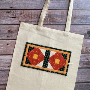 Öko bevásárlótáska - zöld-narancs - táska & tok - bevásárlás & shopper táska - shopper, textiltáska, szatyor - Meska.hu
