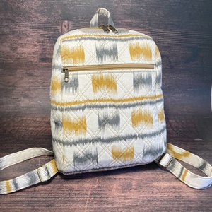 Vászon - szürke-mustár-beige mini hátizsák - Meska.hu