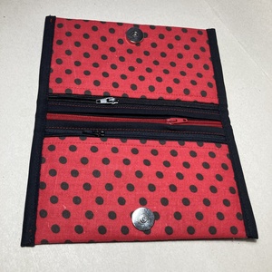 Pénztárca  - piros-fekete pöttyös - táska & tok - pénztárca & más tok - pénztárca - női pénztárca - Meska.hu