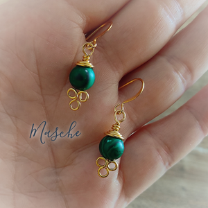 Kézzel készült vintage stílusban - 24K aranyozott - ásvány fülbevaló - Meska.hu