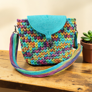 Szivárványos oldaltáska , Táska & Tok, Kézitáska & válltáska, Vállon átvethető táska, Horgolás, MESKA
