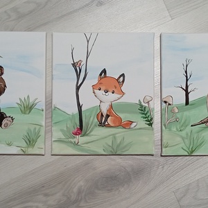 Erdei Állatkás Falikép szett - baba - mama - babaszoba dekoráció - babaszoba kép - Meska.hu