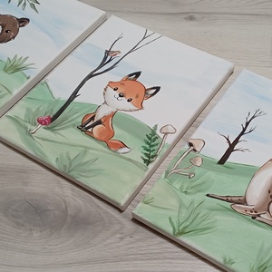 Erdei Állatkás Falikép szett - baba - mama - babaszoba dekoráció - babaszoba kép - Meska.hu