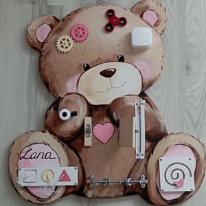 Lány Maci Matatófal  - baba - mama - baba játékok - matatófal - Meska.hu