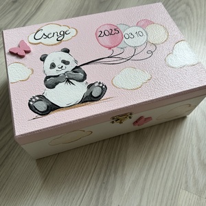 Pandás Emlékőrző doboz, Otthon & Életmód, Babaszoba, gyerekszoba, Babaszoba dekoráció, Festészet, MESKA