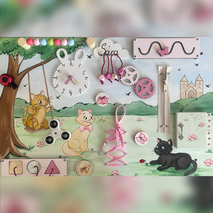 Lányos cicás Matatófal , Baba - mama, Baba játékok, Matatófal, Festészet, MESKA