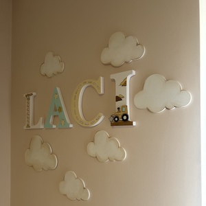 Bababetűk Felhőkkel - baba - mama - babaszoba dekoráció - babanév dekoráció - Meska.hu