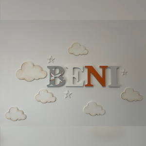 Dekor Felhő szett - baba - mama - babaszoba dekoráció - babanév dekoráció - Meska.hu