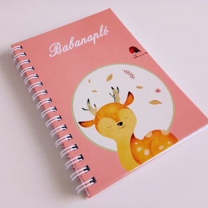 Őzikés spirálos rózsaszín babanapló - otthon & életmód - papír, írószer - jegyzetfüzet & napló - Meska.hu
