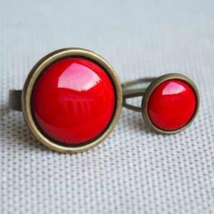 Piros tűzzománc gyűrű - mini - ékszer - gyűrű - szoliter gyűrű - Meska.hu
