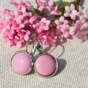 Rózsaszín tűzzománc francia kapcsos fülbevaló - ékszer - fülbevaló - lógó fülbevaló - Meska.hu