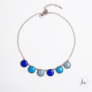 Windy Blue silver - tűzzománc nyaklánc kékes-szürkés színekben - ékszer - nyaklánc - medálos nyaklánc - Meska.hu