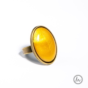 Chartreuse - aranysárga ovális tűzzománc gyűrű - Meska.hu
