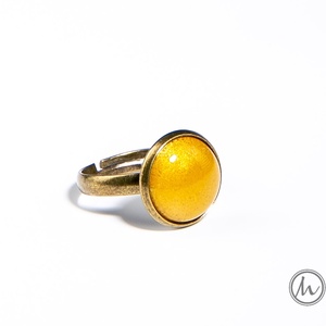 Chartreuse - aranysárga kerek tűzzománc gyűrű - mini - ékszer - gyűrű - szoliter gyűrű - Meska.hu