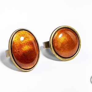 Borostyán - arany színű ovális tűzzománc gyűrű - ékszer - gyűrű - szoliter gyűrű - Meska.hu