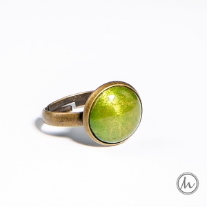 Olivine - kerek zöld tűzzománc gyűrű mini, Ékszer, Gyűrű, Szoliter gyűrű, Ékszerkészítés, Tűzzománc, MESKA