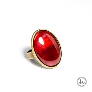 Rubin vörös ovális tűzzománc gyűrű, Ékszer, Gyűrű, Szoliter gyűrű, Ékszerkészítés, Tűzzománc, MESKA