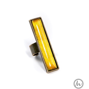Solfatara - aranysárga szögletes tűzzománc gyűrű világos LE - ékszer - gyűrű - statement gyűrű - Meska.hu