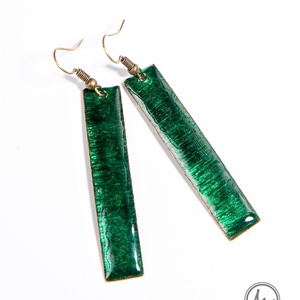 Verde - hosszúkás smaragdzöld tűzzománc fülbevaló LE - ékszer - fülbevaló - lógó fülbevaló - Meska.hu