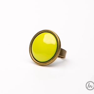  Chartreuse zöld kerek tűzzománc gyűrű - Meska.hu