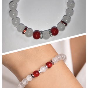 Hójade + piros jáde 8 mm ásvány, Ékszer, Karkötő, Gyöngyös karkötő, Ékszerkészítés, MESKA