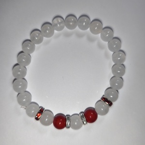 Hójade + piros jáde 8 mm ásvány - ékszer - karkötő - gyöngyös karkötő - Meska.hu