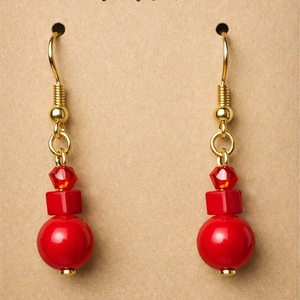 Piros jáde fülbevaló 7 cm, Ékszer, Fülbevaló, Lógó fülbevaló, , MESKA