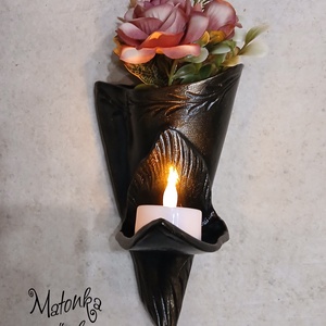 Urnafal disz- virágtartóval és mécsestartóval egyben, Otthon & Életmód, Vallás, Temetkezési tárgy, Urnadíszek, Kerámia, Festészet, MESKA