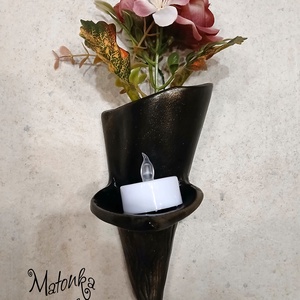 Urnafal disz- virágtartóval és mécsestartóval egyben, Otthon & Életmód, Vallás, Temetkezési tárgy, Urnadíszek, Kerámia, Festészet, MESKA