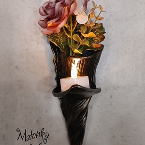 Urnafal disz- virágtartóval és mécsestartóval egyben, Otthon & Életmód, Vallás, Temetkezési tárgy, Urnadíszek, Kerámia, Festészet, MESKA