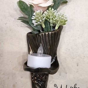 Urnafal disz- virágtartóval és mécsestartóval egyben, Otthon & Életmód, Vallás, Temetkezési tárgy, Urnadíszek, Kerámia, Festészet, MESKA