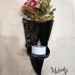 Urnafal disz- virágtartóval és mécsestartóval egyben, Otthon & Életmód, Vallás, Temetkezési tárgy, Urnadíszek, Kerámia, Festészet, MESKA