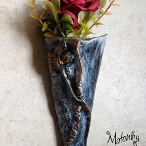 Urnafal disz- virágtartóval ., Otthon & Életmód, Vallás, Temetkezési tárgy, Urnadíszek, Kerámia, Festészet, MESKA