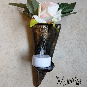 Urnafal disz- virágtartóval és mécsestartóval egyben, Otthon & Életmód, Vallás, Temetkezési tárgy, Urnadíszek, Kerámia, Festészet, MESKA