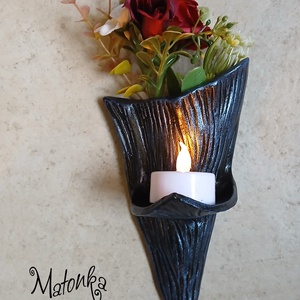 Urnafal disz- virágtartóval és mécsestartóval egyben, Otthon & Életmód, Vallás, Temetkezési tárgy, Urnadíszek, Kerámia, Festészet, MESKA