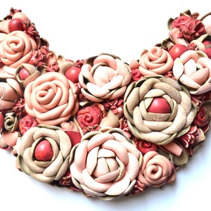 Jardin-Rve Rose-nyakék valódi bőrből - ékszer - nyaklánc - statement nyaklánc - Meska.hu