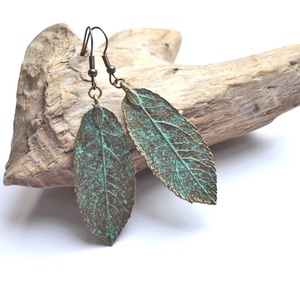 Spirit Turquoise-levél fülbevaló - ékszer - fülbevaló - lógó csepp fülbevaló - Meska.hu