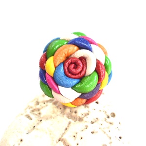 Multicolor virág- gyűrű valódi bőrből, Ékszer, Gyűrű, Statement gyűrű, Bőrművesség, Ékszerkészítés, MESKA