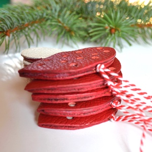 Gombák-karácsonyfadísz csomag valódi bőrből - karácsony - karácsonyi lakásdekoráció - karácsonyfadíszek - Meska.hu