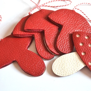 Gombák-karácsonyfadísz csomag valódi bőrből - karácsony - karácsonyi lakásdekoráció - karácsonyfadíszek - Meska.hu