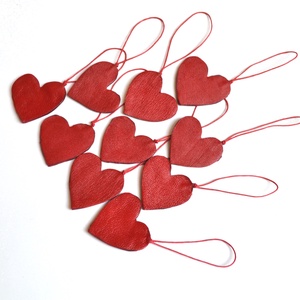 Pici szívek-karácsonyfadísz csomag valódi bőrből - Meska.hu