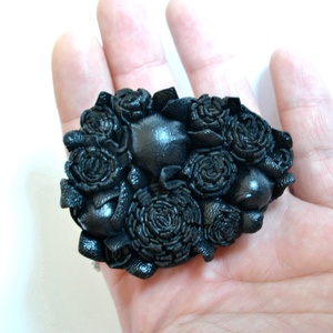 Black dahlias-extra hosszú nyaklánc valódi bőrből - ékszer - nyaklánc - hosszú nyaklánc - Meska.hu