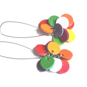 Multicolor-extra lógós fülbevaló valódi bőrből - ékszer - fülbevaló - lógó fülbevaló - Meska.hu