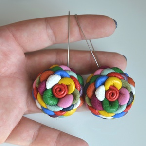  Multicolor extra- virágfülbevaló bőrből  - ékszer - fülbevaló - lógó fülbevaló - Meska.hu